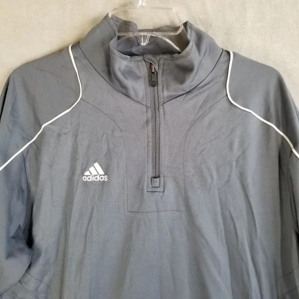 NWT Adidas Mens Medium Hot Jacket Game Day 1/4 ZIP Lead Gray Performance‎ Poly - Picture 3 of 14